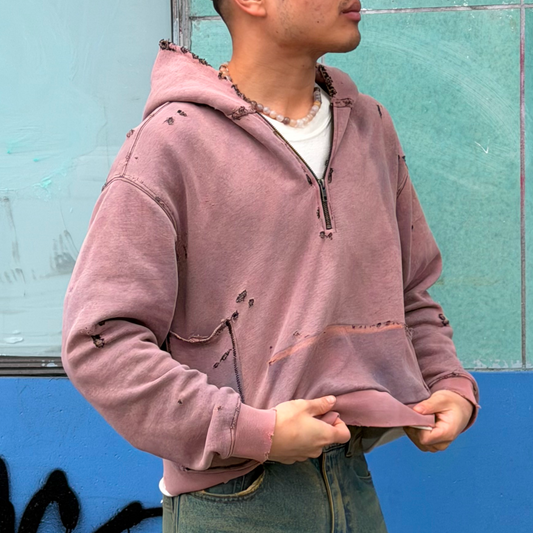 PURPLE SUN FADED AV8 HOODIE - DISTRESSED