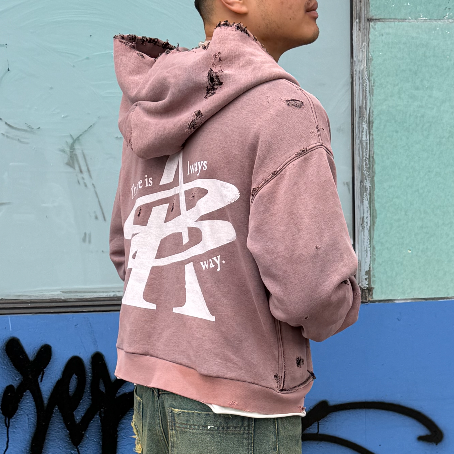 PURPLE SUN FADED AV8 HOODIE - DISTRESSED