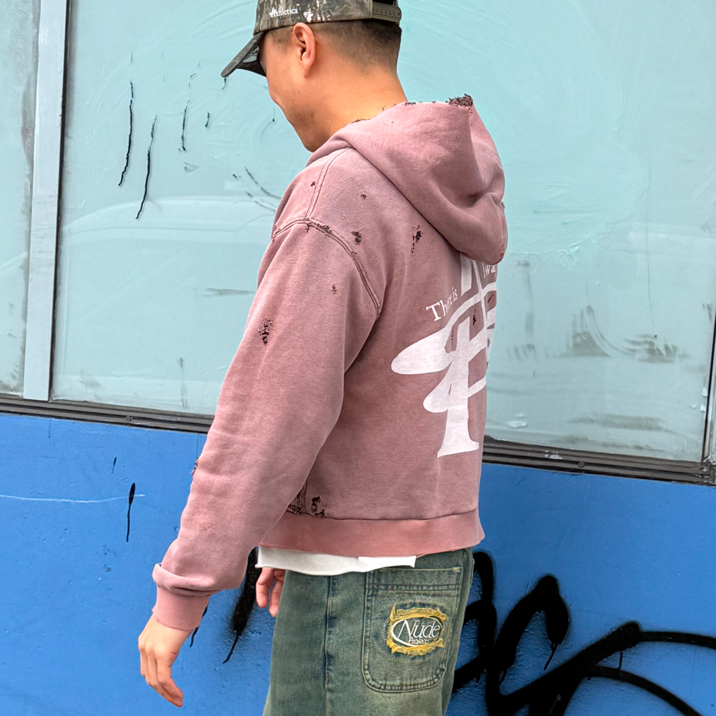 PURPLE SUN FADED AV8 HOODIE - DISTRESSED